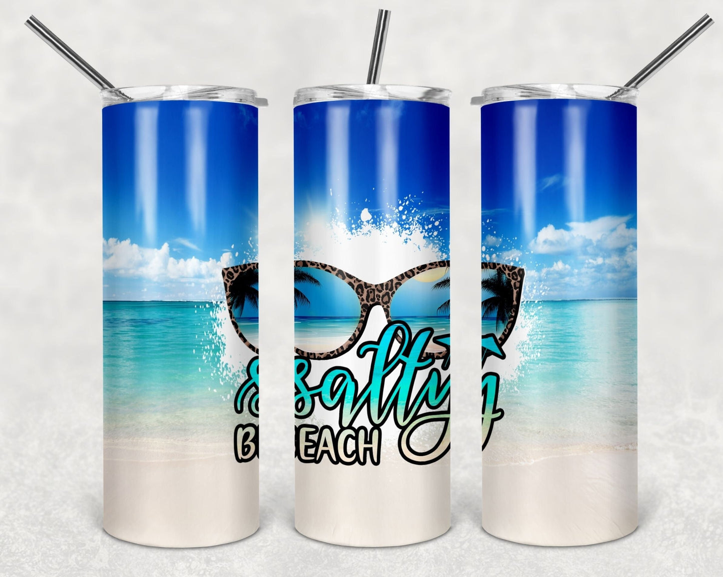 Tumbler | Salty Beach | my happy place |HOT mom summer | Sarcasm | beach| ocean | Gift | BFF | funny|