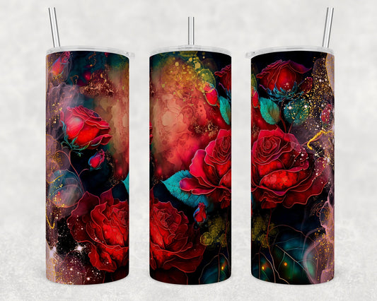 Tumbler | Roses Alcohol ink| Hot Mess| Sarcasm | MOM | Gift | BFF | funny|