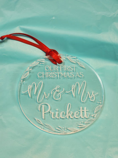 Ornament| Our first Christmas as Mr. and Mrs. | personalized gift | newlyweds | just married | couples | Gift