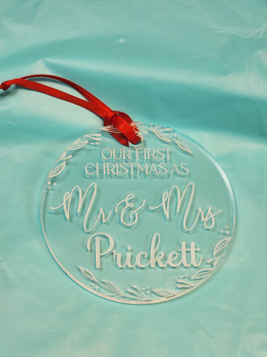 Ornament| Our first Christmas as Mr. and Mrs. | personalized gift | newlyweds | just married | couples | Gift