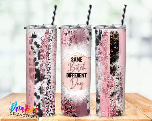 Tumbler |Same bitch different day Pink | Sarcasm | Crime| Bestie | Gift | BFF | Profanity| funny| badbpurpleetsy