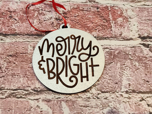 Ornament| Wood Merry and Bright engraved ornaments |  gift | Friend gift |  | Merry Christmas!| handmade limited selection
