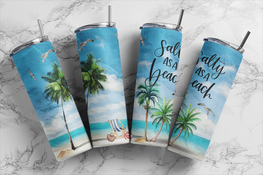 Tumbler | Salty as a Beach | my happy place |HOT mom summer | Sarcasm | beach| ocean | Gift | BFF | Cruise| Girls trip
