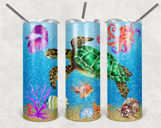 Tumbler | Sea Turtle Alcohol ink| Hot Mess| Sarcasm | MOM | Gift | BFF | funny| Beautiful colors