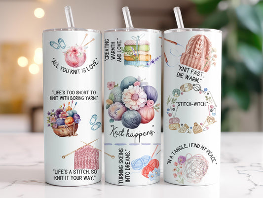 Tumbler |Knit happens | Sarcasm | Gift | Crafting| BFF | Profanity| funny| hobbies | knitting | yarn art