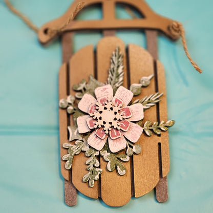 Ornament| A Christmas sled - bow |  gift | Friend gift | sledding | Jingle all the way | Merry Christmas!