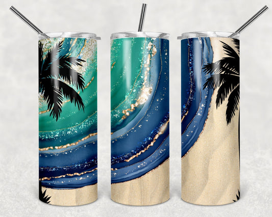 Tumbler | Waves 3 (can be personalized) | my happy place |HOT mom summer | Sarcasm | beach| ocean | Gift | BFF | funny|