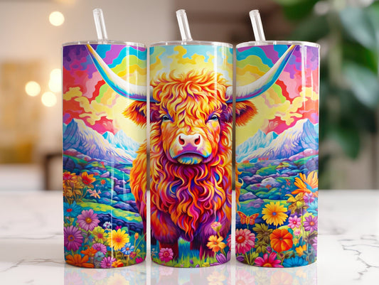 Tumbler | Highland Cow  | highland cows 29 | farm animals | cuteness | artful | rainbow cow