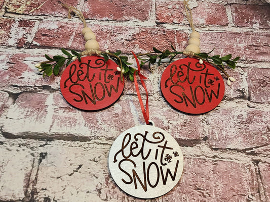 Ornament| Wood Let it snow engraved ornaments |  gift | Friend gift |  | Merry Christmas!| handmade limited selection