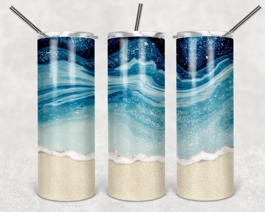 Tumbler | Waves 2 (can be personalized) | my happy place |HOT mom summer | Sarcasm | beach| ocean | Gift | BFF | funny|