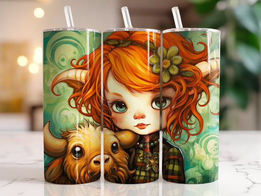 Tumbler | Highland Cow  | highland cows 34 | farm animals | cuteness | artful | green