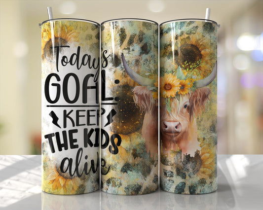 Tumbler | Todays Goal keep the kids alive | Sarcasm | cows| Farm | Gift | BFF | Profanity| funny| llama2ETSY