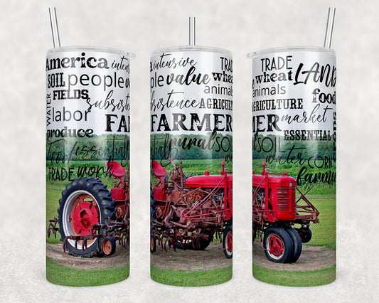 Tumbler | red tractor |support your local farmer | Gift | America| USA |Great Gift- Ladies-Cows| Men just like dads