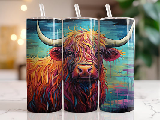 Tumbler | Highland Cow  | highland cows 54 | farm animals | cuteness | artful |cosmic cow