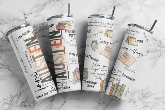 Tumbler |Jane Austen pride and prejudice | Coffee| Gift | reading| OSFA | bookworm