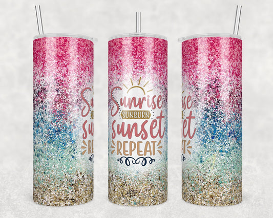 Tumbler |Sunrise Sunburn Sunset Repeat 3| my happy place |HOT mom summer | Sarcasm | beach| ocean | Gift | BFF | Profanity| funny|