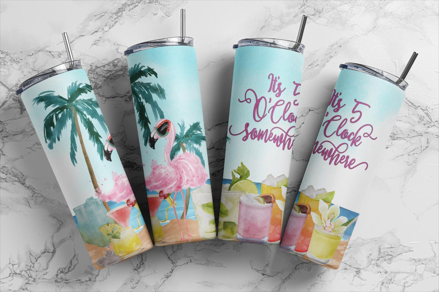 Tumbler | Beach 5 o'clock Somewhere Flamingo | Gift | BFF | special someone| Cruises |girl trip |drink up