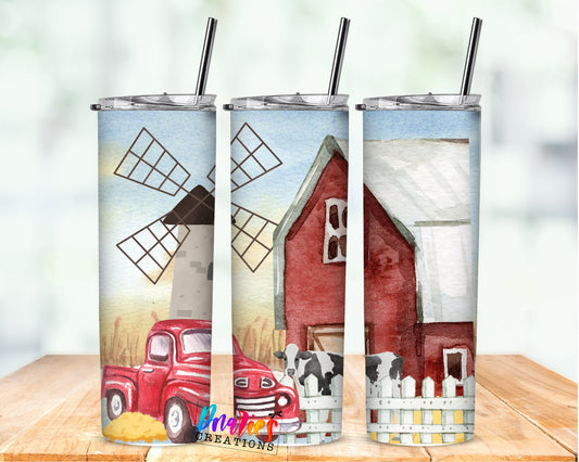 Tumbler | Farm red |simple Farm life | Gift | OSFA |Great Gift- Ladies-Cows| Men
