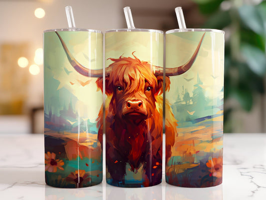 Tumbler | Highland Cow  | highland cows 35 | farm animals | cuteness | artful | green