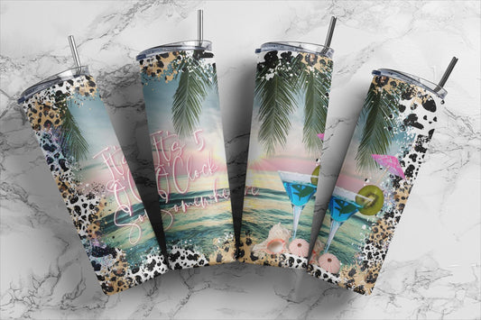 Tumbler | Beach 5 o'clock 5 | Gift | BFF | special someone| Cruises |girl trip |drink up