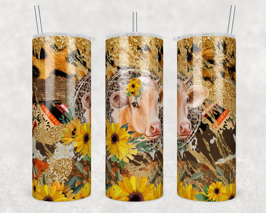 Tumbler | Floral cow1 | Farm Cows | animal print  | Gift | flowers| OSFA |Great Gift- Ladies-Cows| Men|heifers