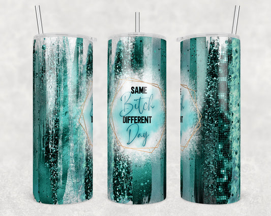 Tumbler |Same bitch different day teal | Sarcasm | Crime| Bestie | Gift | BFF | Profanity| funny| badbpurpleetsy