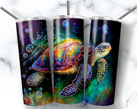 Tumbler | Sea Turtle Alcohol ink| Hot Mess| Sarcasm | MOM | Gift | BFF | funny| Beautiful colors