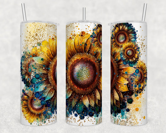 Tumbler | Sunflowers Alcohol ink| Hot Mess| Sarcasm | MOM | Gift | BFF | funny|