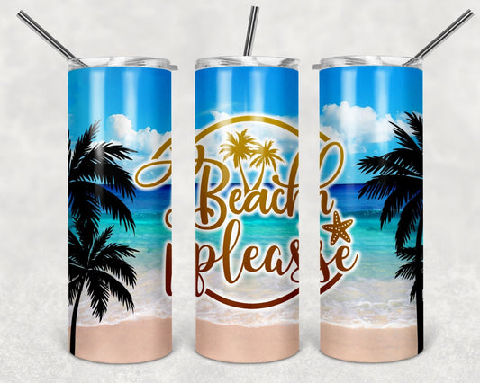 Tumbler | Beach Please |Beach | my happy place |HOT mom summer | Sarcasm | beach| ocean | Gift | BFF | funny|