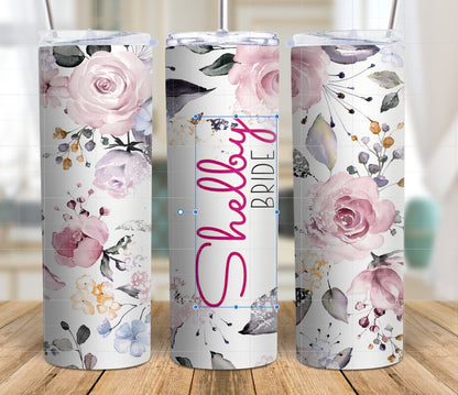 Bridal Tumbler | Floral EM1 tumbler, | Bachelorette party