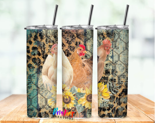 Tumbler | FARM8 | Farm Chicken | animal print  | Gift | Sarcasm| OSFA |Great Gift- Ladies-Cows| Men