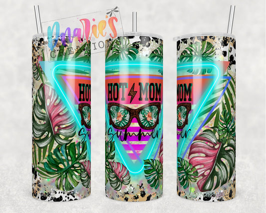 Tumbler |HOT mom summer | Sarcasm | cows| Farm | Gift | BFF | Profanity| funny| HOT mom monsteraleafsETSY
