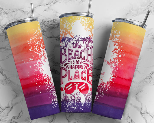 Tumbler |The beach is my happy place |HOT mom summer | Sarcasm | beach| ocean | Gift | BFF | Profanity| funny| hotmomETSY