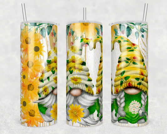 Tumbler | Yellow daisy gnomes  | my happy place |HOT mom summer | Sarcasm | beach| ocean | Gift | BFF | Profanity| funny|
