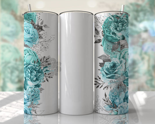 Tumbler wrap | Floral Wrap just add your name teal flowers| Sarcasm |Bestie| Gift| BFF | Profanity| funny| mean girl