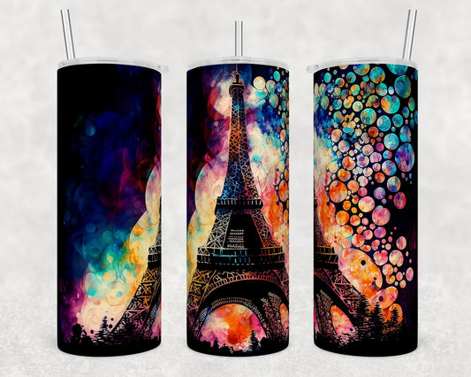 Tumbler | Eiffel tower Alcohol ink| Hot Mess| Sarcasm | MOM | Gift | BFF | funny| Beautiful colors