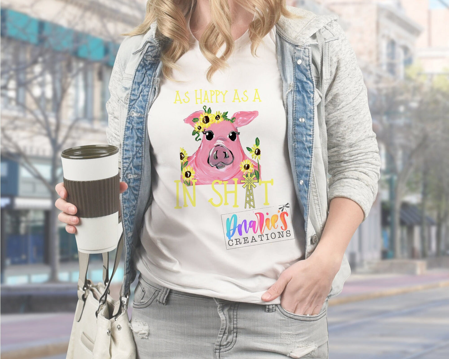T-shirt |As happy as a pig in shit | ASS | Chicken |COW| Donkey | summer |Flowers| NSFW