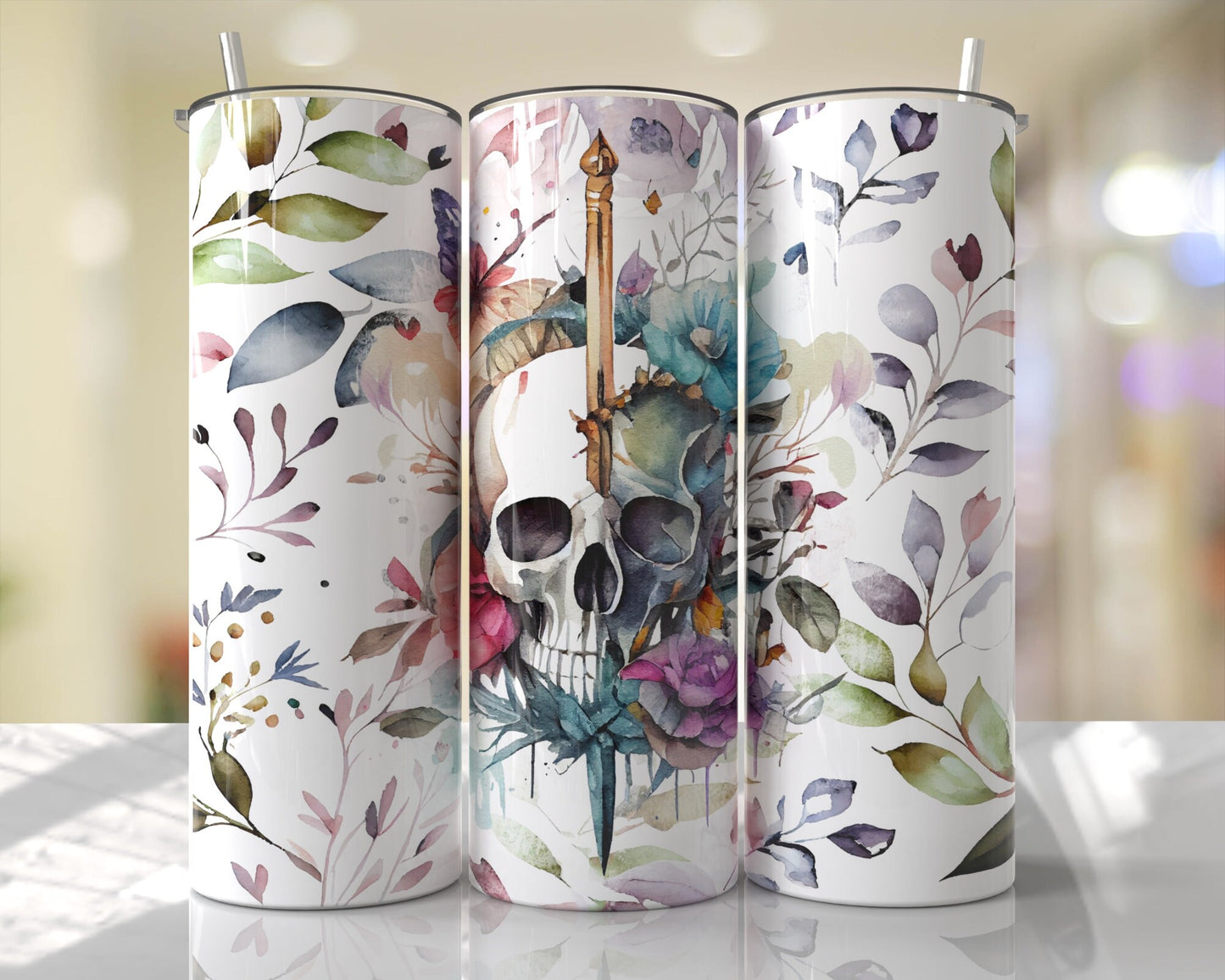Tumbler | Skulls and watercolors| Hot Mess| Sarcasm | MOM | Gift | BFF | funny| Beautiful colors