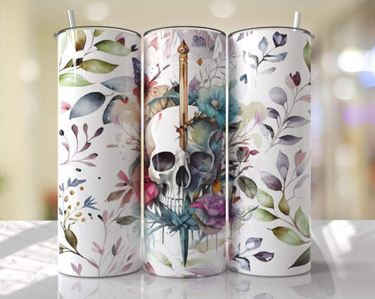 Tumbler | Skulls and watercolors| Hot Mess| Sarcasm | MOM | Gift | BFF | funny| Beautiful colors