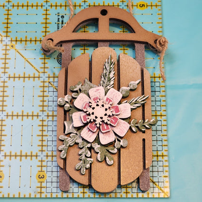 Ornament| A Christmas sled - bow |  gift | Friend gift | sledding | Jingle all the way | Merry Christmas!