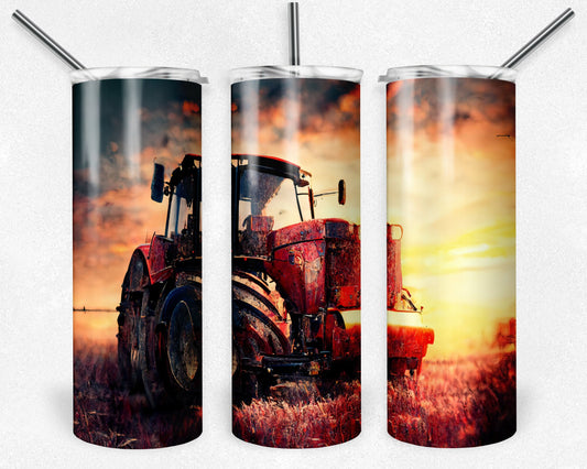 Tumbler |big Red |Tractor| support your local farmer | Gift | USA | OSFA |Great Gift- Ladies-Cows| Men Dad