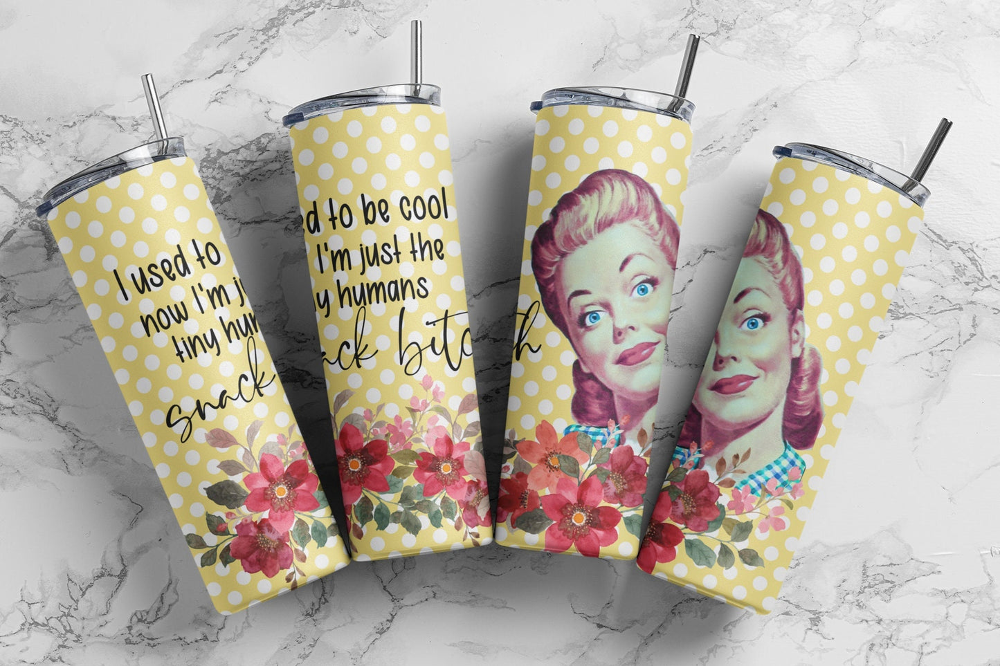Tumbler |I used to be cool now I'm just the tiny humans Snack bitch | Hot Mess| Sarcasm | MOM | Gift | BFF | Profanity| funny|  vintage ETSY