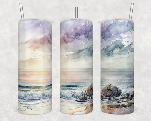 Tumbler | Beach watercolor (can be personalized)  | HOT mom summer | Sarcasm | beach| ocean | Gift | BFF | funny | cruise | girls trip