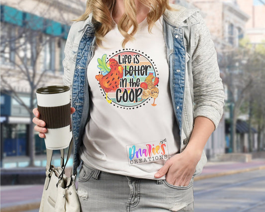 T-shirt | Life is better in the coop |Chicken Mama | Queen of the henhouse | Farming | Chicken love | chickens | Beer | summer