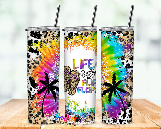 Tumbler |Life is better in flip flops | my happy place |HOT mom summer | Sarcasm | beach| ocean | Gift | BFF | Profanity| funny|