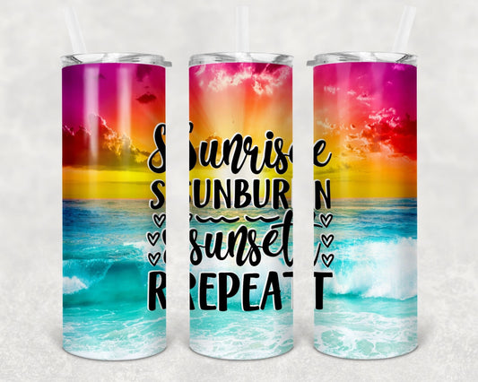 Tumbler |Sunrise Sunburn Sunset Repeat| my happy place |HOT mom summer | Sarcasm | beach| ocean | Gift | BFF | Profanity| funny|