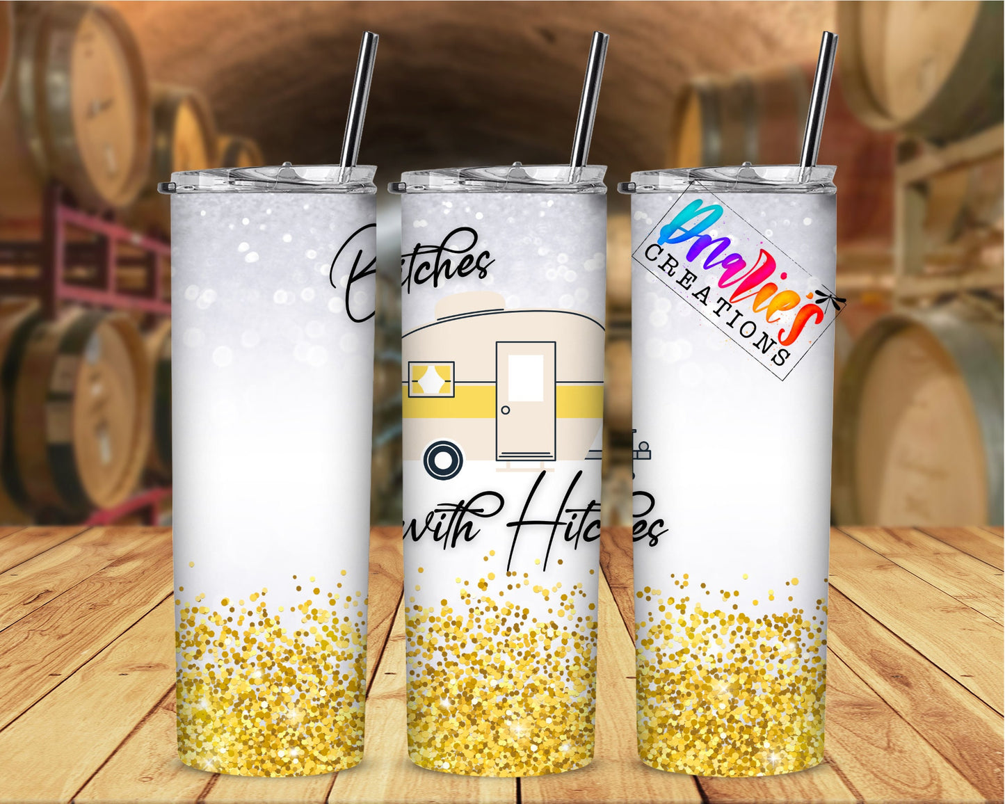 Tumbler |Bitches with Hitches |multi colors| Sarcasm | Bestie | Gift | BFF | Profanity| funny| hitchesETSY