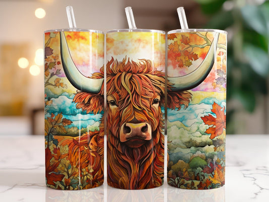 Tumbler | Highland Cow  | highland cows 36 | farm animals | cuteness | artful | green