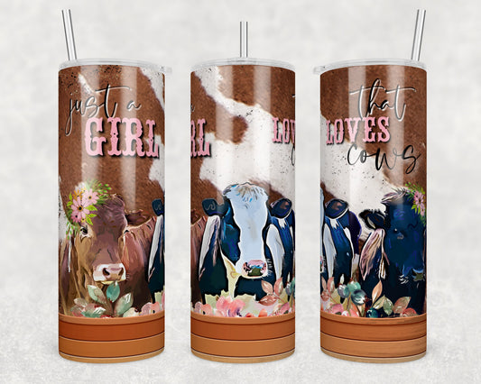 Tumbler | just a girl1| Farm wife | Gift | Sarcasm| OSFA |Great Gift- Ladies-Cows| Men