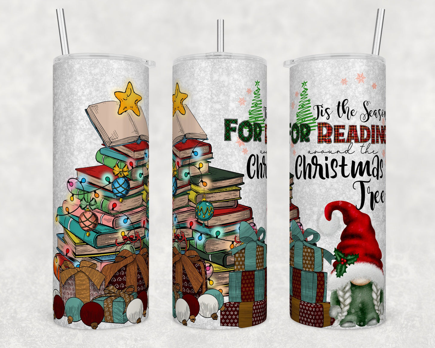 Tumbler |Tis the season for reading around the Christmas tree | books | girls or boys | Gift | BFF | special someone | Christmas